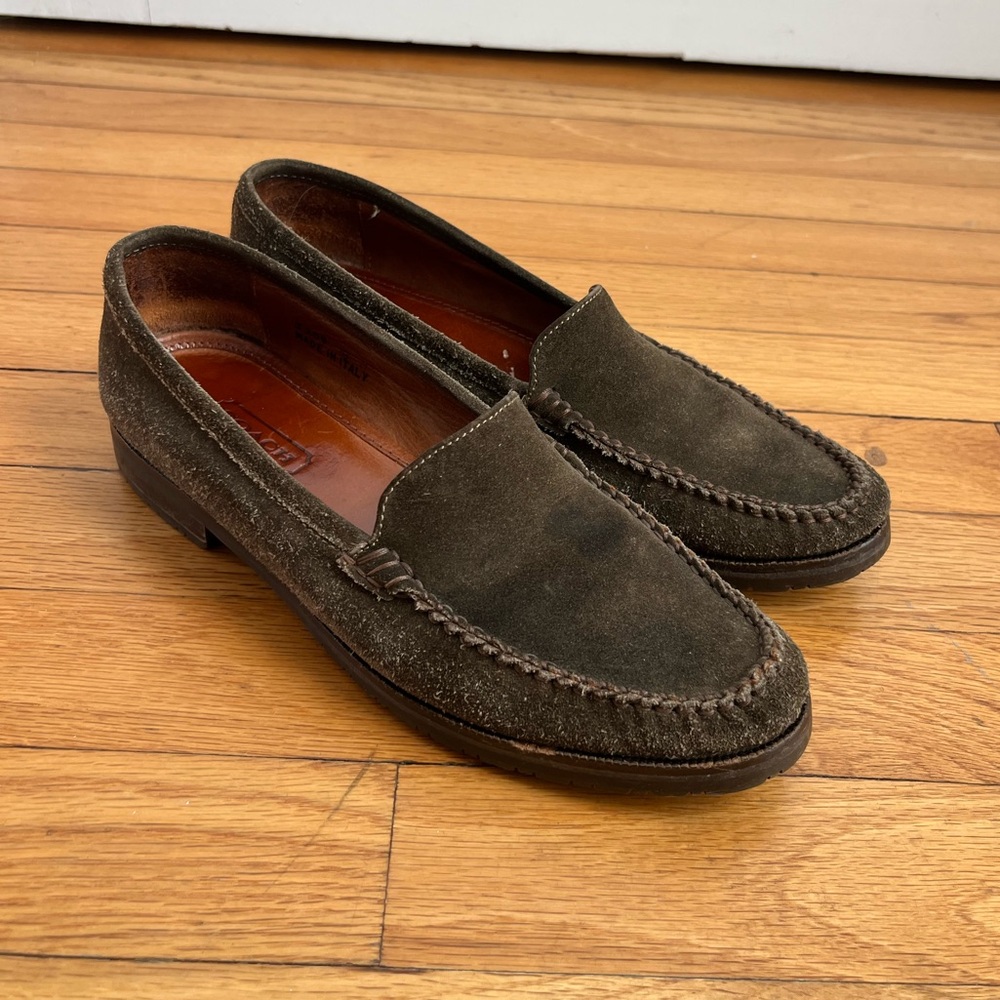 Coach Sage Green Suede Loafers J209